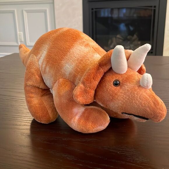 Kid Connection Plush Brown/Orange Dino 7'' Dinosaur Toy Good Condition - Picture 1 of 7